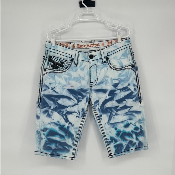 Rock Revival Ice Blue tie-dye Jean Shorts Size 32